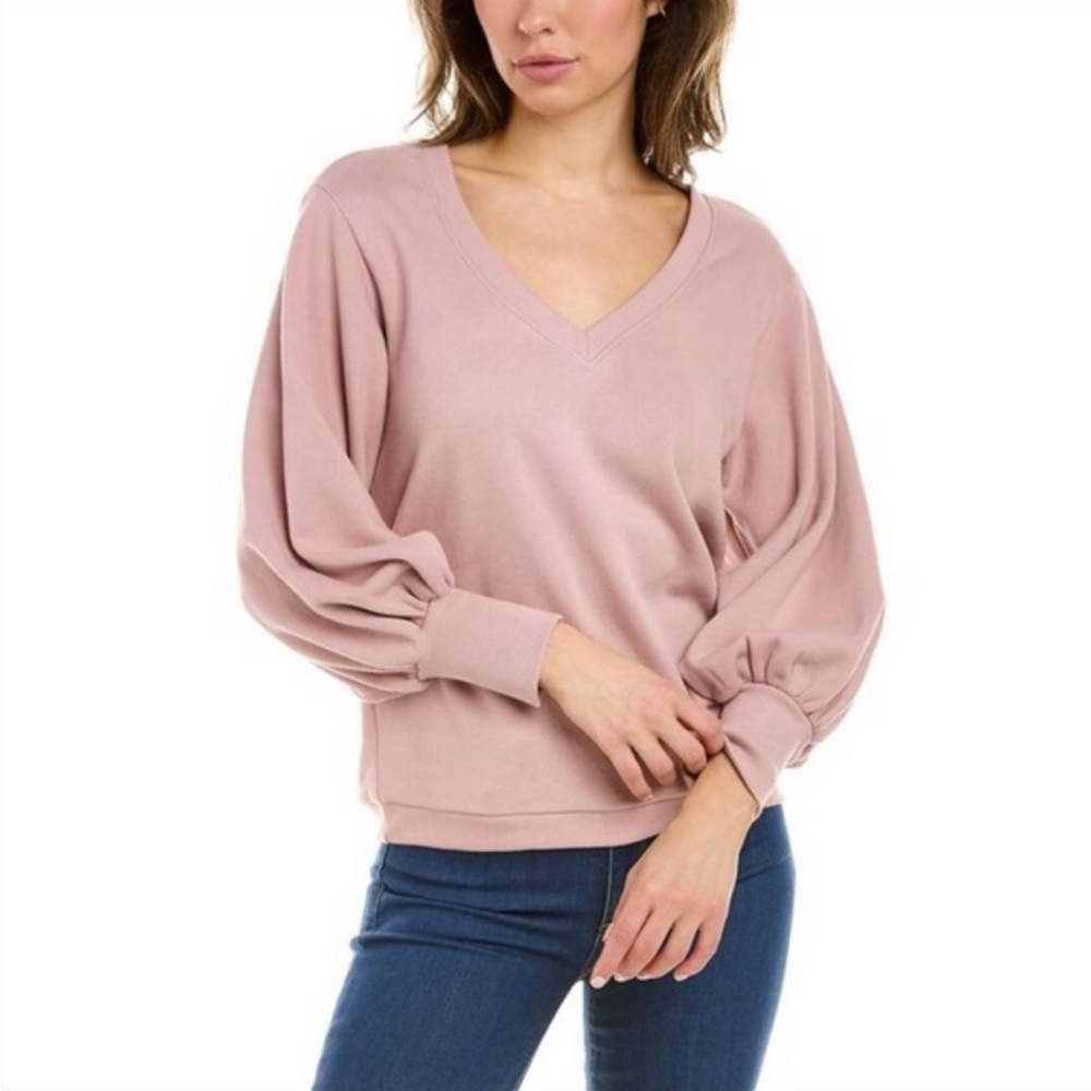 Women’s Nation LTD Neva V Neck Sweatshirt in Flirt Pink Size XS
